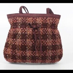 Vera Bradley Tweed and Suede Cinch Tote Purse